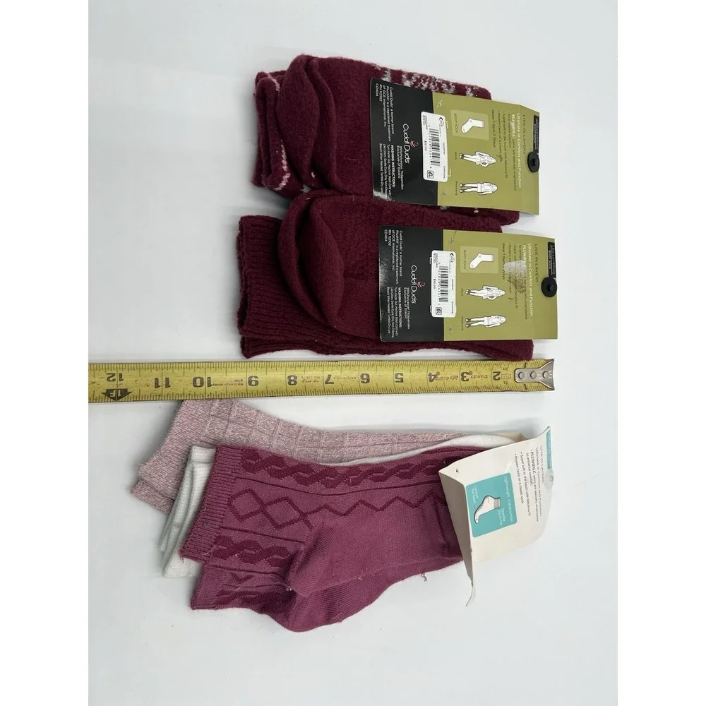Cuddl Duds Womens Socks Lot‎ of 3 Plushfill Boot & Ankle Socks Size 4-10
